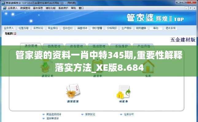 管家婆的资料一肖中特345期,重要性解释落实方法_XE版8.684