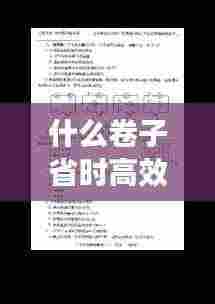 什么卷子省时高效:有什么卷子推荐