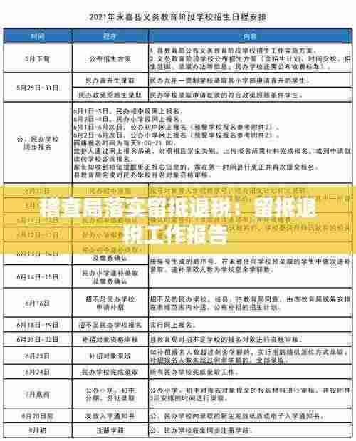 稽查局落实留抵退税：留抵退税工作报告 