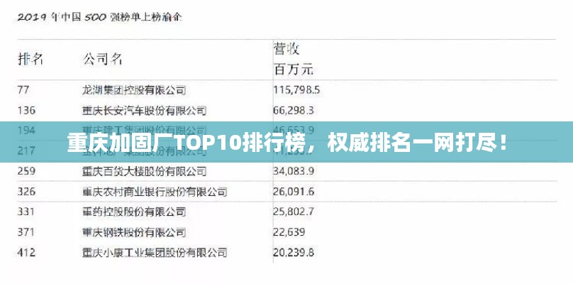 重庆加固厂TOP10排行榜,权威排名一网打尽!