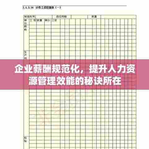 企业薪酬规范化,提升人力资源管理效能的秘诀所在